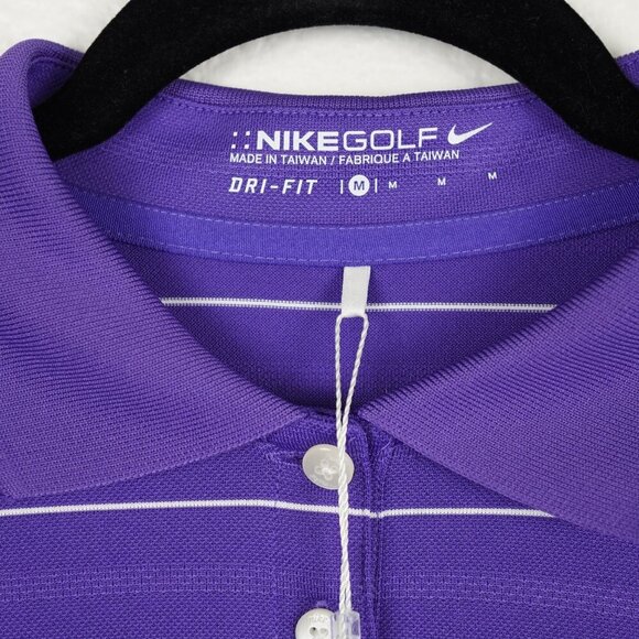 Nike Golf Dri-Fit‎ Purple Striped Polo Shirt Women M NWT Athletic Preppy Summer - Picture 2 of 8